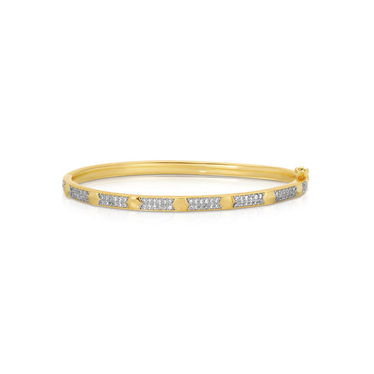 Two-Tone 14k Gold and Rhodium-Plated Bangle Bracelet